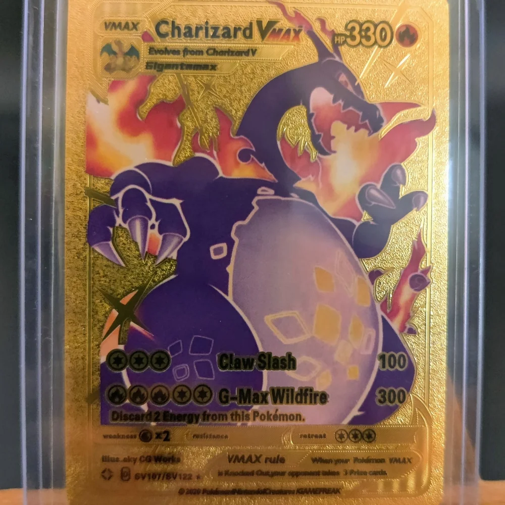 Pokemon | Toys | 22 Shining Fates Charizard Vmax Sv107sv122 Shiny Vault  Fanart Gold Foil Card | Poshmark